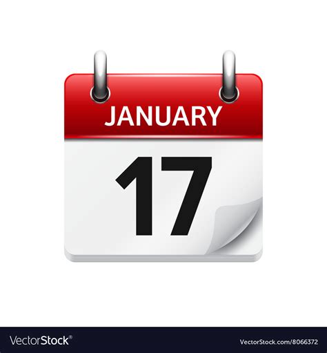 January 17 flat daily calendar icon date Vector Image