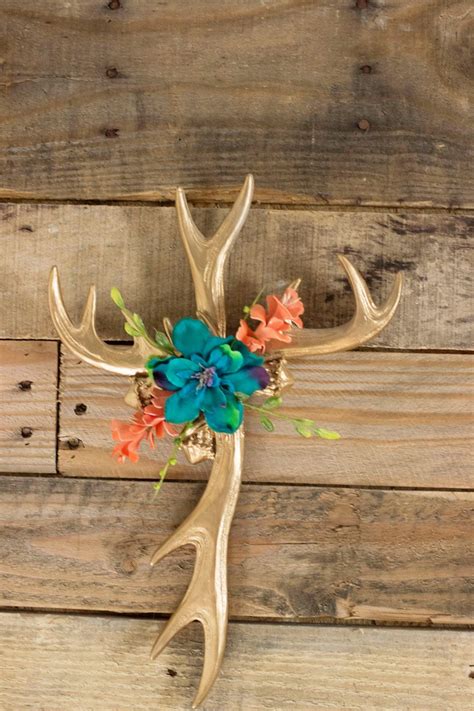 Floral Antler Cross/ Antler decor/Nursery Decor | Antler crafts, Deer ...