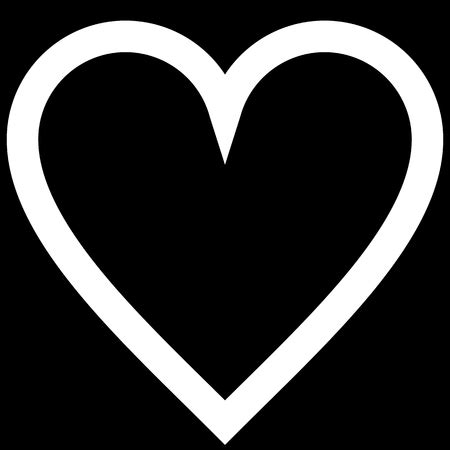 Heart symbol icon - white simple outlined, isolated - vector ...