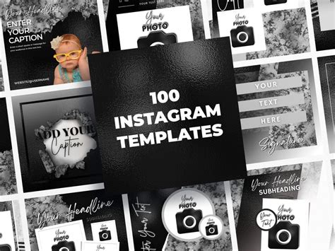 100 INSTAGRAM TEMPLATE BLACK Instagram Templates Social - Etsy