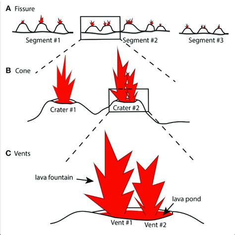 | Definition of fissure, cone and vent. (A) Elongated fissure divided ...