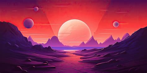 Premium AI Image | AI Generated AI Generative Cyberpunk retro vintage mars plant galaxy space ...