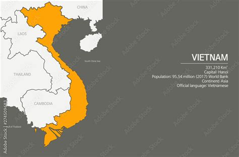 vector map of Vietnam. asia country map. vietnam map. Stock Vector ...