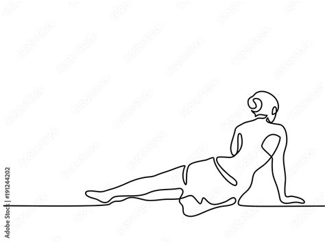 Continuous line drawing. Beautiful woman woman lying on her side. Vector illustration Stock ...