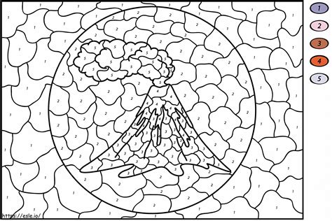 Volcano Color By Number coloring page