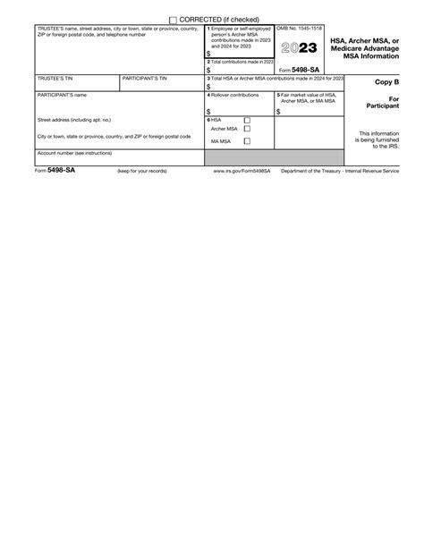 IRS Form 5498-SA Download Fillable PDF or Fill Online Hsa, Archer Msa ...