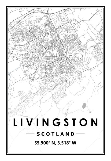 LIVINGSTON SCOTLAND Portrait Map Minimal Scandinavian Nordic | Etsy