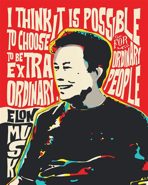 Elon Musk Pop Art Quote Portrait Digital Art by BONB Creative