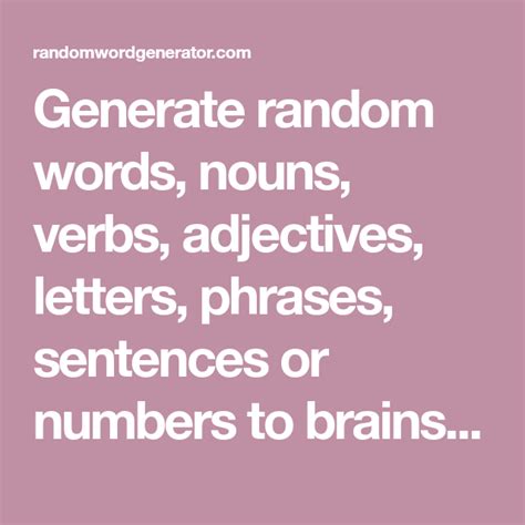 Generate random words, nouns, verbs, adjectives, letters, phrases ...