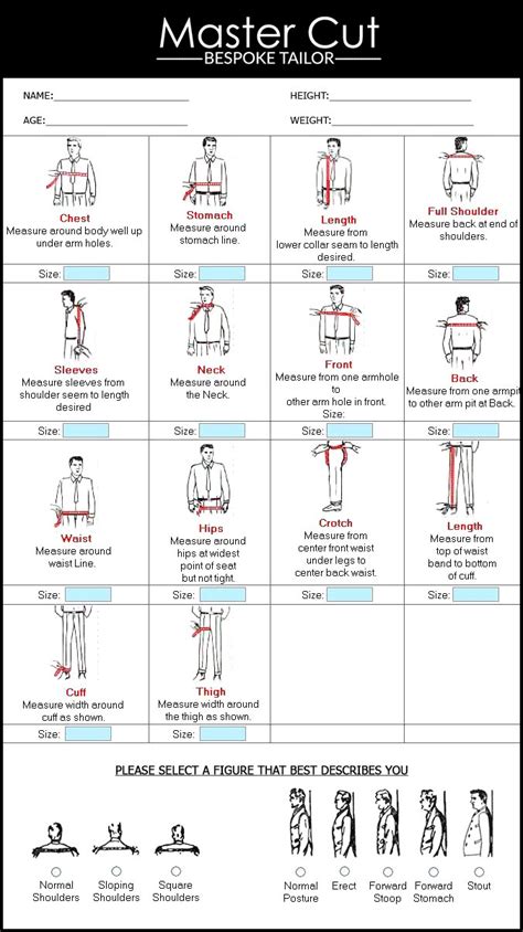 Printable Tailor Measurement Chart