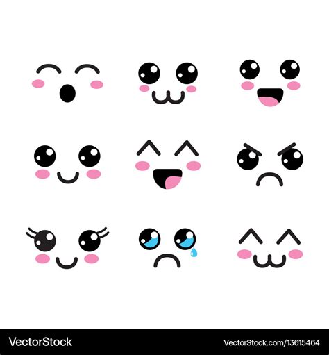 Kawaii faces eyes icon Royalty Free Vector Image