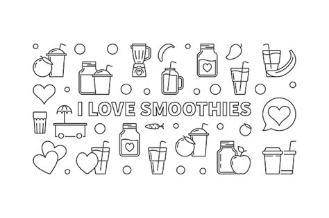 Premium Vector | I love smoothies vector horizontal illustration or banner