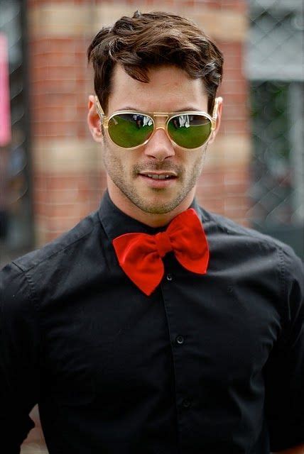 Red bow tie over black shirt | Red bow tie outfit, Prom suits for men ...