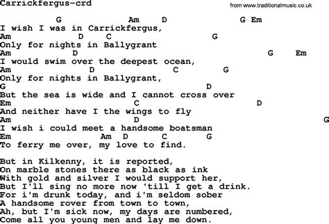 Joan Baez song - Carrickfergus, lyrics and chords