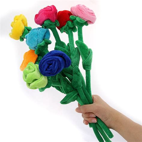 Amazon.com: Rose Plush Flower With Bendable Stems Kids Gift Toys 12" Set Of 8: Toys & Games ...