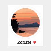 Sunset Mountain Overlooking Lake Sticker | Zazzle