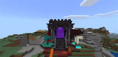 My nether portal build. All 5 biomes with a fortress and a Garden(behind portal). MCPE : r/Minecraft