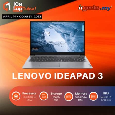 LENOVO IDEAPAD 3-15IAU7/Intel Core i3-1215U/8GB DDR4/512GB SSD/Intel UHD Graphics/15.6" FHD/W11 ...