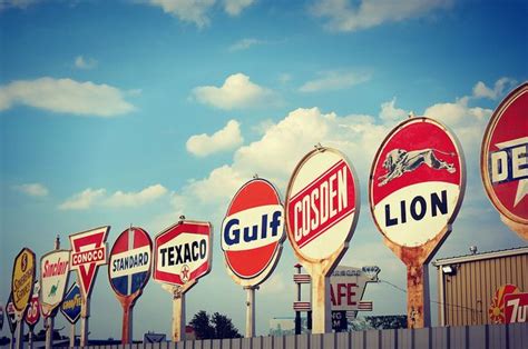 Collected old gas station signs - Stokley Event Center, Tulsa, OK | Old gas stations