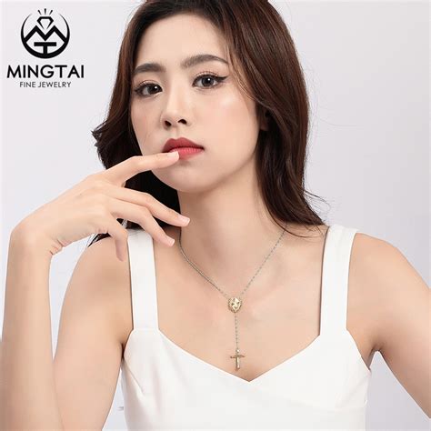 China 2022 High quality Silver Sideways Cross Necklace - Christians 925 Silver Enamel Virgin ...