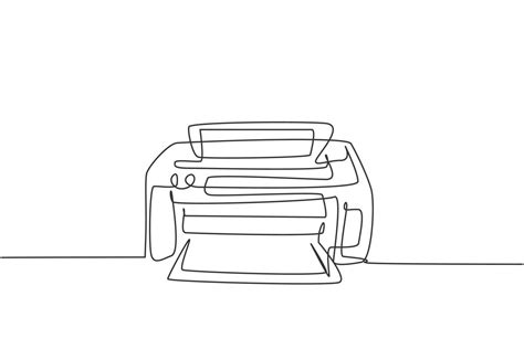 One continuous line drawing of digital inkjet printer for company printing needs. Electricity ...