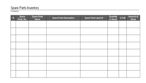 Spare Parts List Template Excel - Infoupdate.org