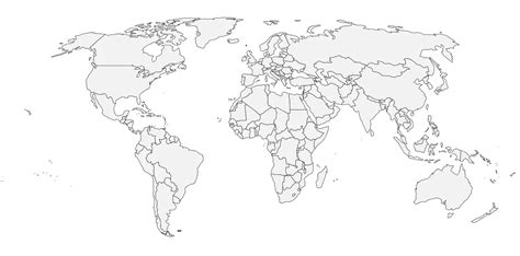 Carte du monde vierge à imprimer et à remplir avec noms des pays (pdf)