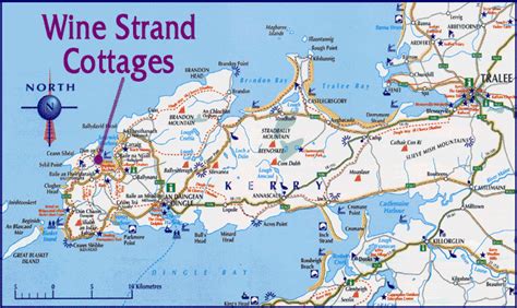 Map of the Dingle Peninsula, Co. Kerry, Ireland. Note Wine Strand Cottages... sandy beaches ...