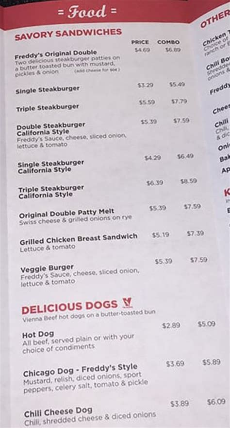 Freddy’s Frozen Custard And Steakburgers menu – SLC menu