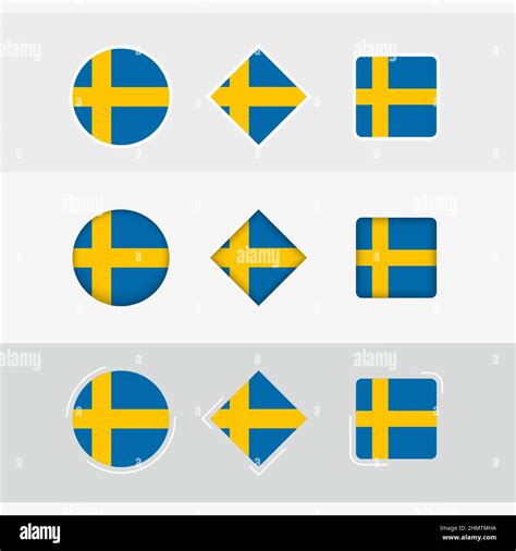 Sweden flag icons set, vector flag of Sweden. Three versions of icon ...