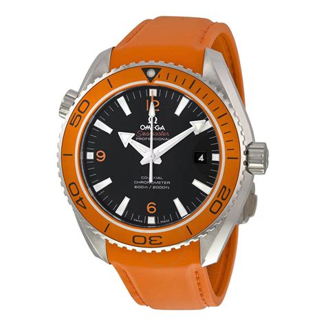 Omega Seamaster Planet Ocean Automatic Black Dial Orange Silicone ...