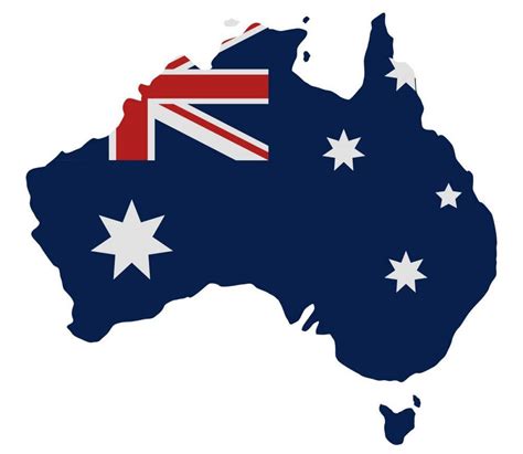 Map of Australia flag: Australia map with flag inside