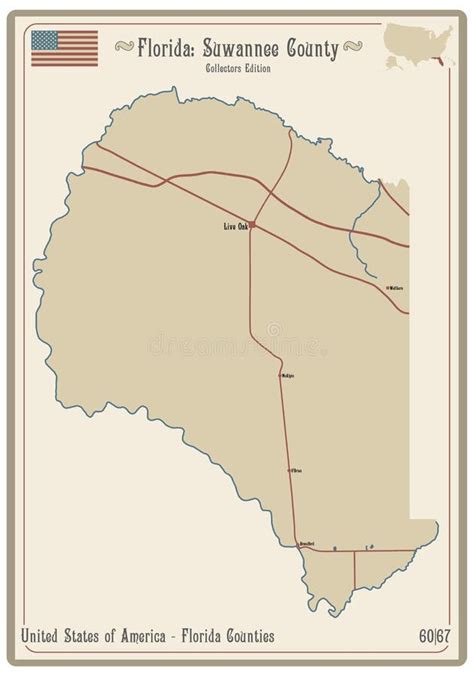 Map of Suwannee County in Florida Stock Vector - Illustration of sign ...