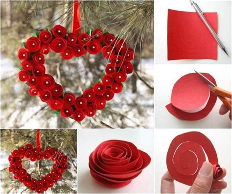 Creative Ideas - DIY Heart Shaped Paper Rose Valentine Wreath