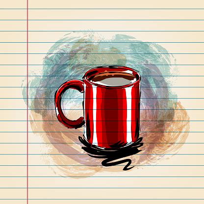 Coffee Mug Drawing On Ruled Paper Stock Illustration - Download Image ...