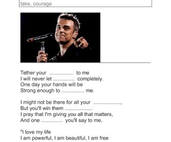 Song Worksheet: Love My Life by Robbie Williams