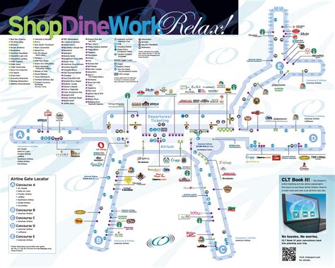 Charlotte airport layout map - CLT map airport layout (North Carolina ...