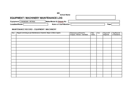 40+ Equipment Maintenance Log Templates - TemplateArchive