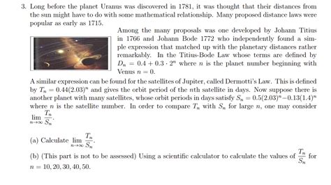 Solved 3. Long before the planet Uranus was discovered in | Chegg.com