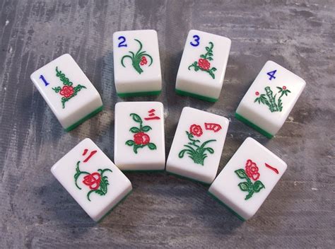 VINTAGE Mah Jongg Tiles FLOWERS Mah Jong Flowers Chunky Tiles