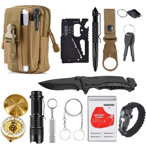 13 in 1 survival kit Outdoor Camping Tools Travel Kit safety & survival SOS EDC Emergency ...