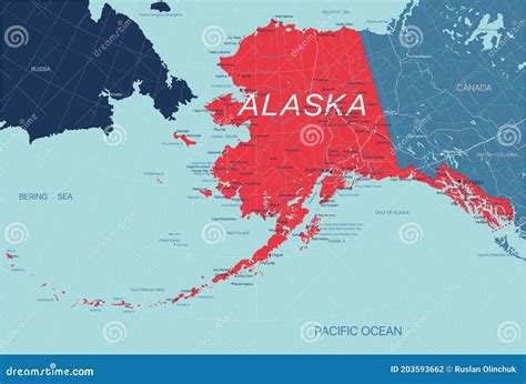 Alaska State Political Map of the United States Stock Vector ...