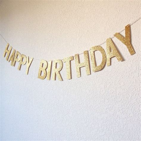 Gold Happy Birthday Banner // Custom Birthday Banner // - Etsy