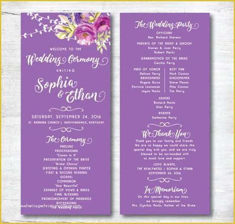 50 Free Printable Wedding Program Templates Word | Heritagechristiancollege