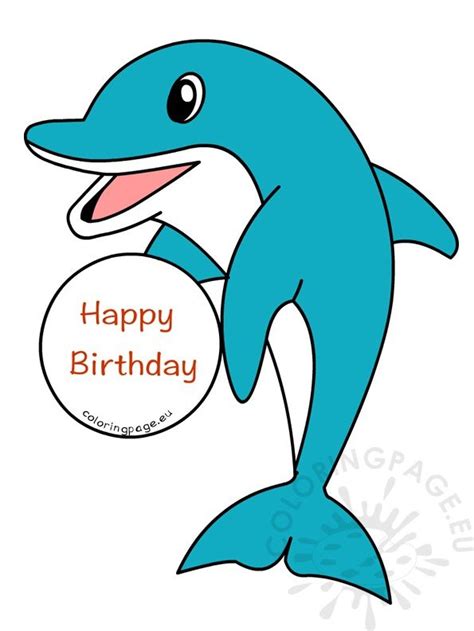 Kid Happy Birthday Dolphin Card – Coloring Page