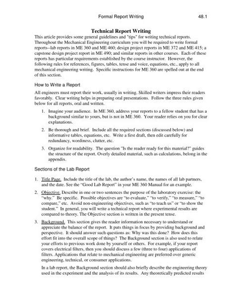 Technical Report Writing - Mechanical Engineering