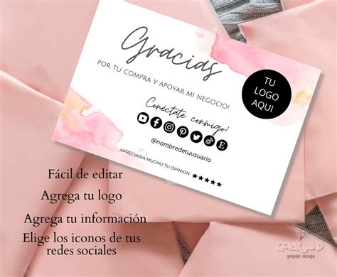 Tarjeta Gracias por su compra Business Card Thank You card | Etsy