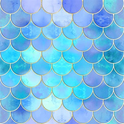 « Aqua Pearlescent & Gold Mermaid Scale Pattern » par tanyadraws ...