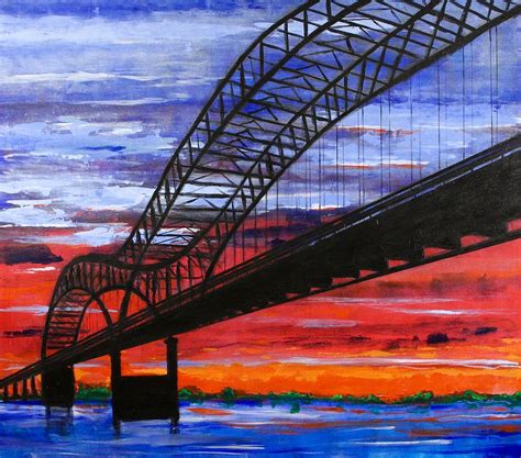 Memphis Bridge At Sunset Painting by Rollin Kocsis