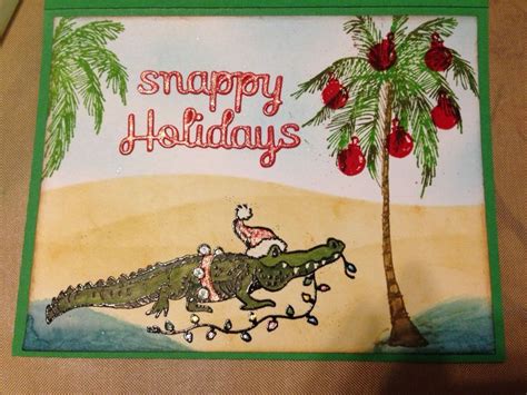 Alligator Christmas card. Perfect for Florida | Christmas cards, Card making, Cards